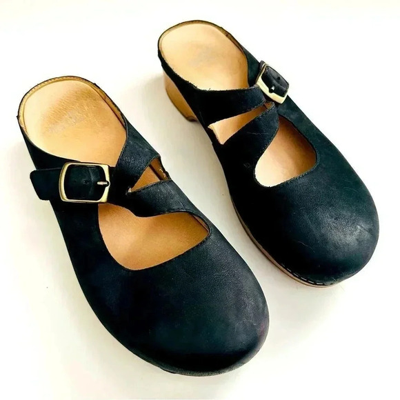 Dansko Britney Burnished Black Nubuck Leather Mule/Clog Shoes - Picture 3 of 10